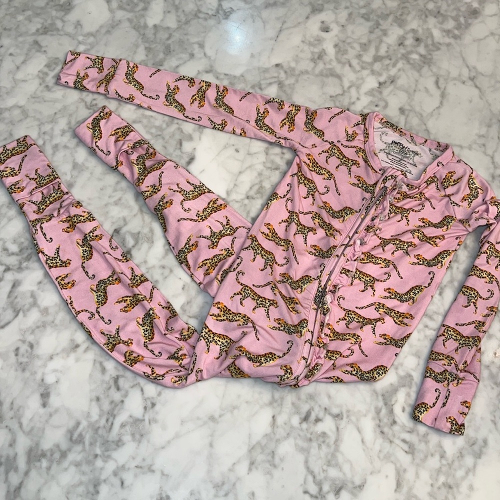 Pink Leopard Print Kids Pajamas